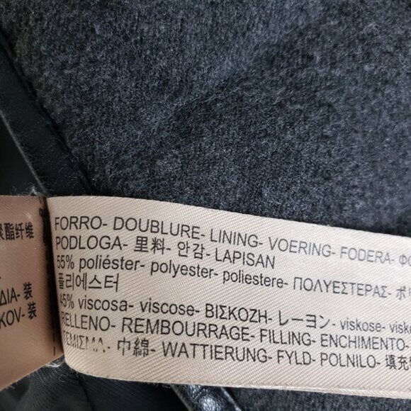 Massimo Dutti Puffer Vest Snap Buttons size XS Black/ Gray Leather Trim - Picture 12 of 15